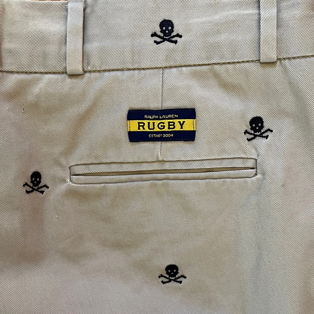 VTG Rugby Skull Print Chinos - Picture 3 of 7